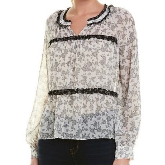 Vince Camuto Ditsy Roses Sheer Blouse Size Medium​ - Picture 1 of 9